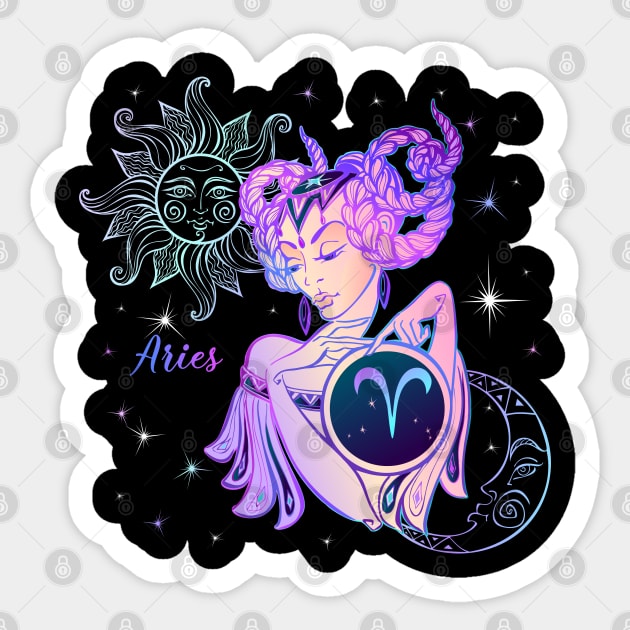 Aries Astrology Horoscope Zodiac Sign Illustration Sticker by xena